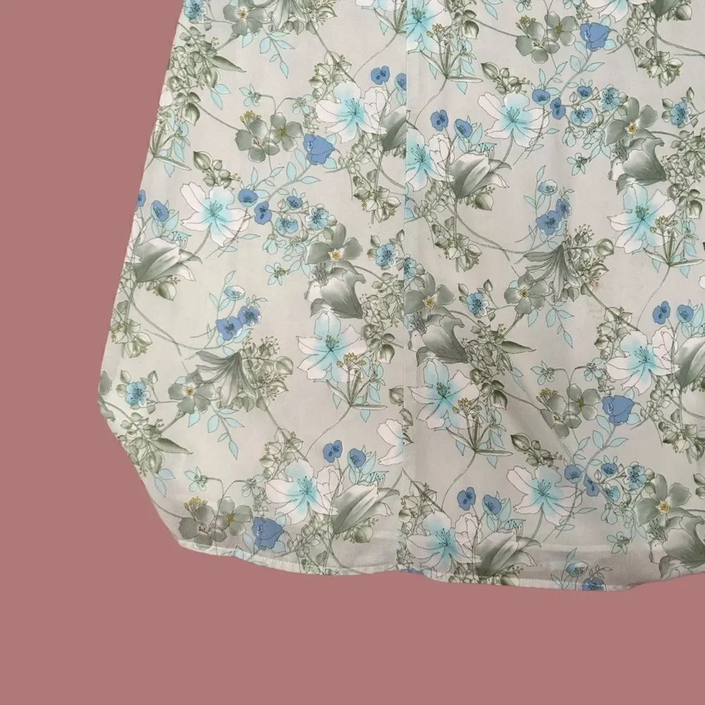 Vintage Pastel Green Floral Midi Skirt // petite Cottagecore soft girl feminine
